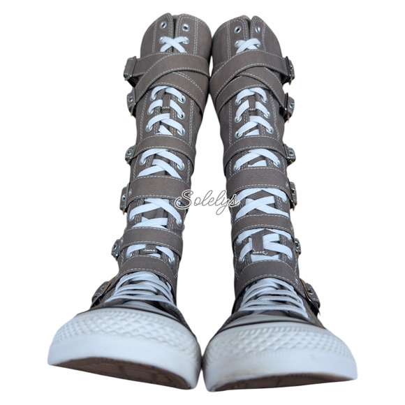 Converse 2012 XXHI 7 Multi Strap Grey Buckle Knee High Sneaker Boot Womens 9.5 - Picture 6 of 12